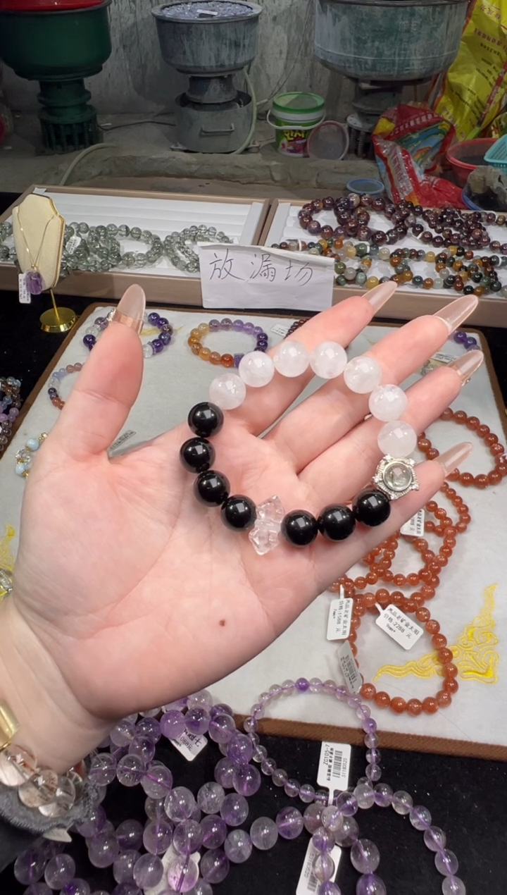 未镶嵌手串水晶白幽灵DIy12+多样性发其一