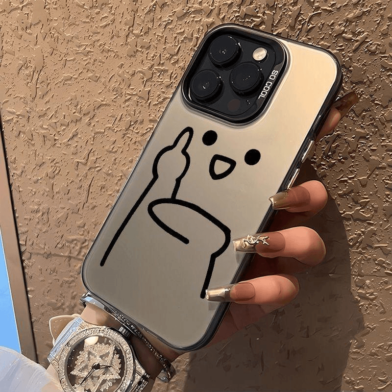 搞怪手指手机壳适用苹果14/15promax华为P70vivo小米oppo磨砂高级