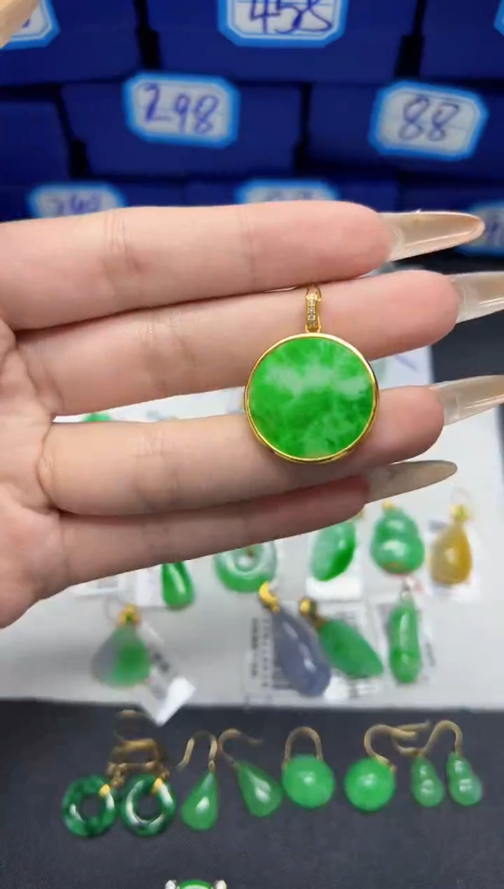 【闪购商品】翡翠颈饰银S925镶嵌Y缅料A货/支持复检/一件