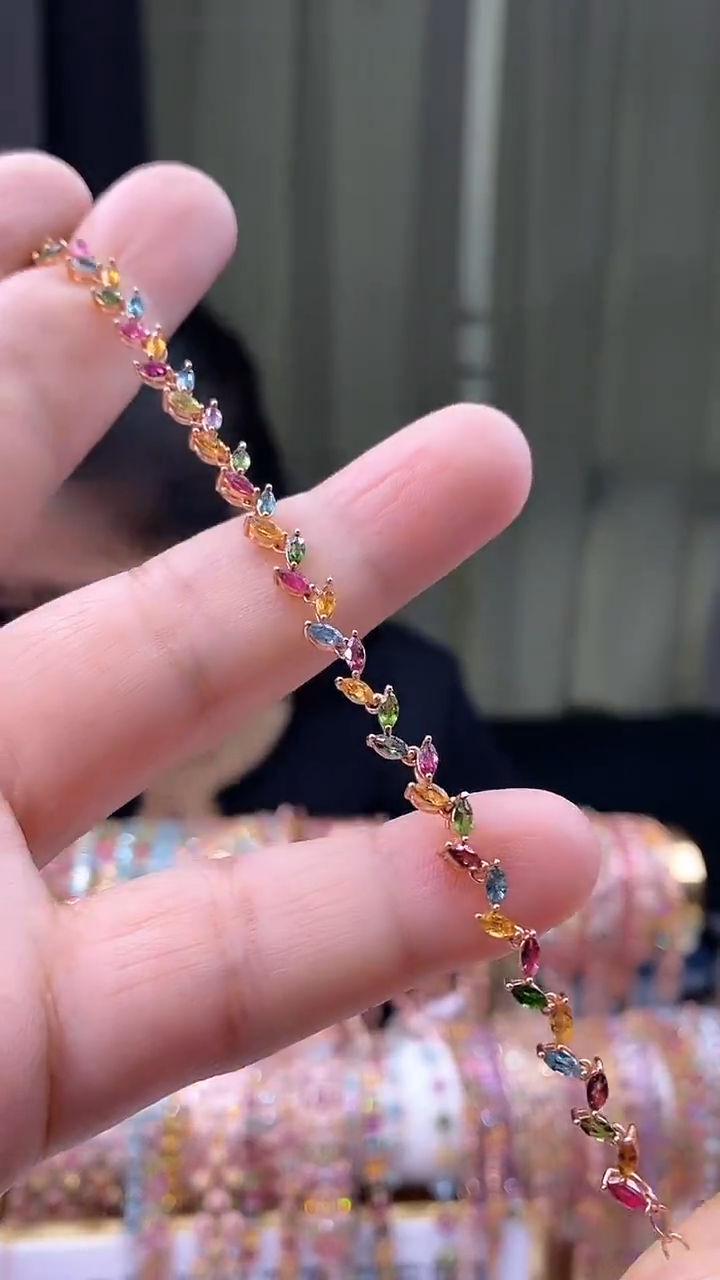 【闪购商品】碧玺手链银S925镶嵌345354345354