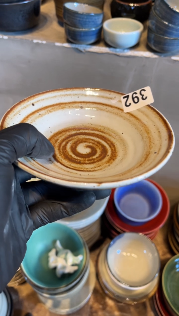 【闪购商品】瓷片392 白麻点双圆浅碗1个