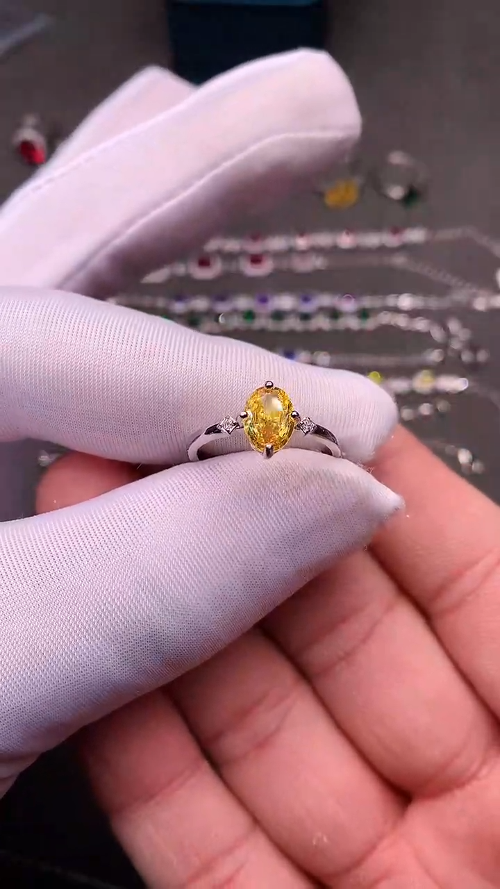 【闪购商品】彩色蓝宝石戒指银S925镶嵌.....