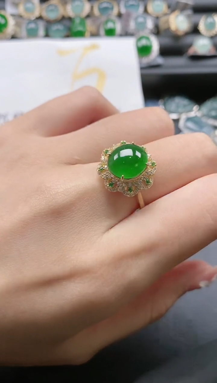 【闪购商品】翡翠戒指银S925镶嵌6545-600