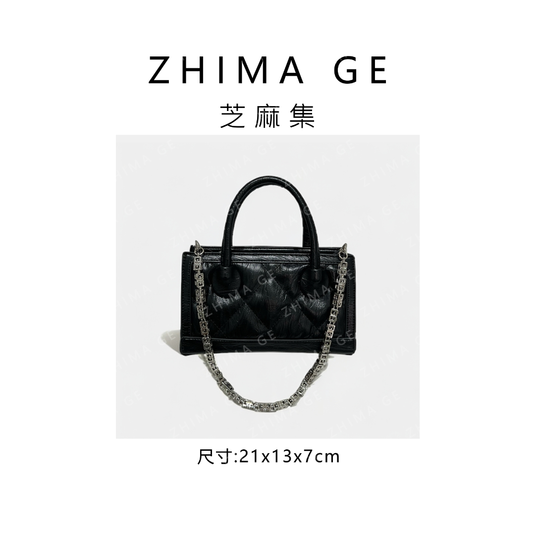 【芝麻集】ZT-D7178-黑色RAIN.CUN休闲简约单肩腋下手提斜跨女包