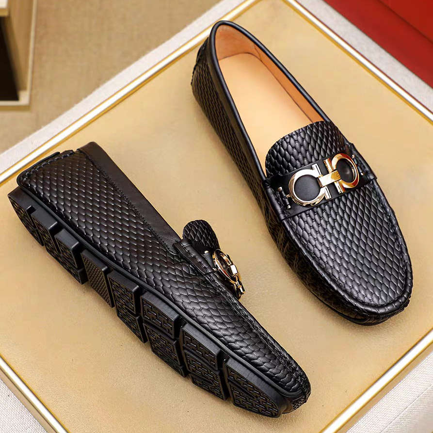 鳄鱼纹男士豆豆鞋2025新款软底商务休闲皮鞋一脚蹬平底驾车鞋爆款