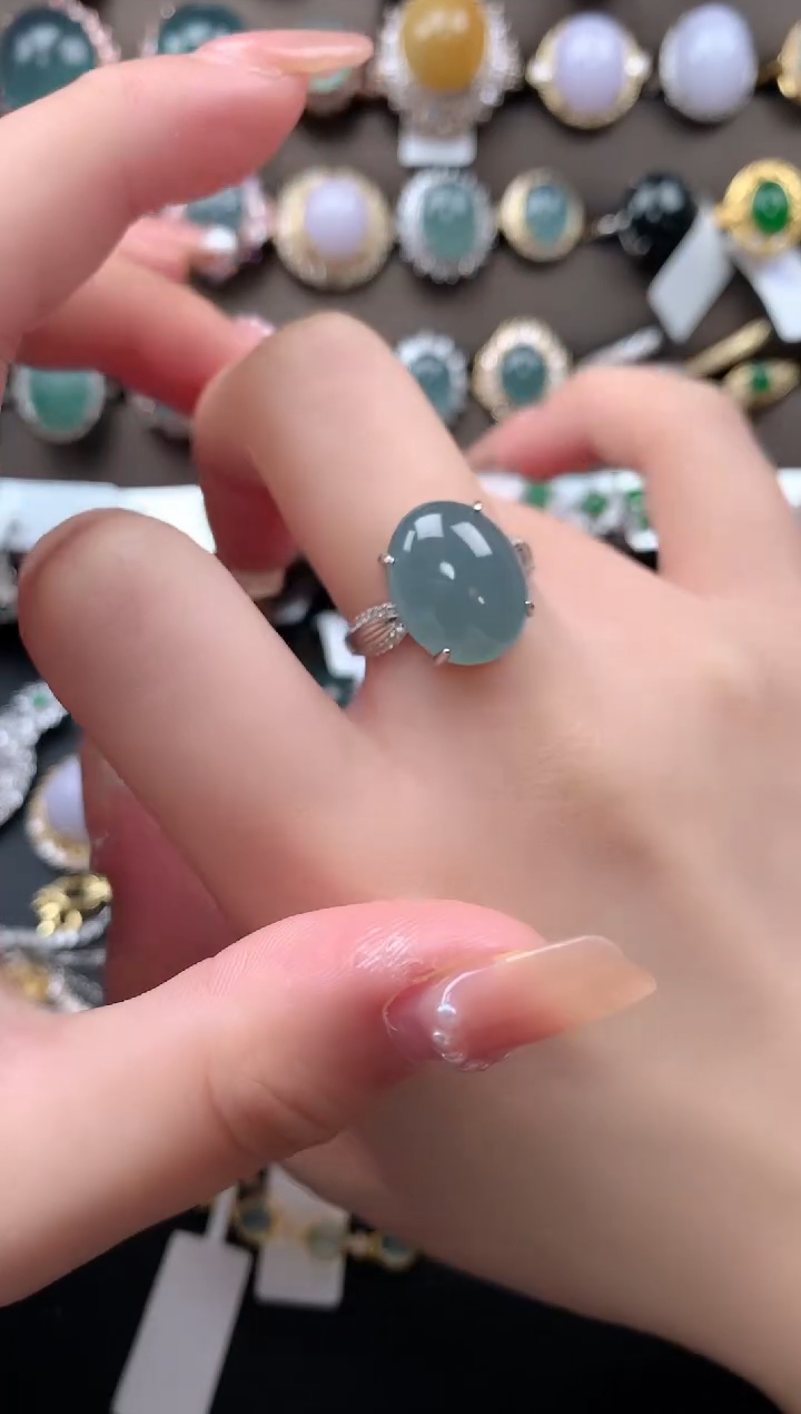 【闪购商品】翡翠戒指银S925镶嵌52141