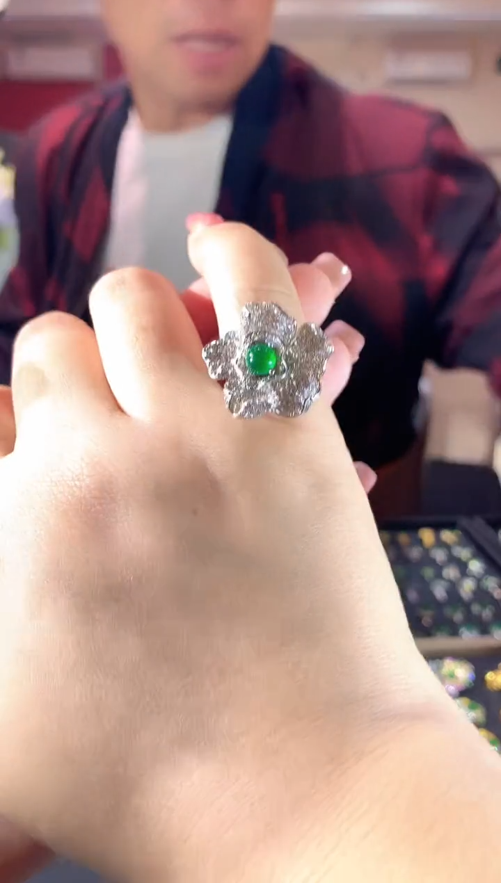 【闪购商品】翡翠银S925镶嵌戒指161zgc时尚