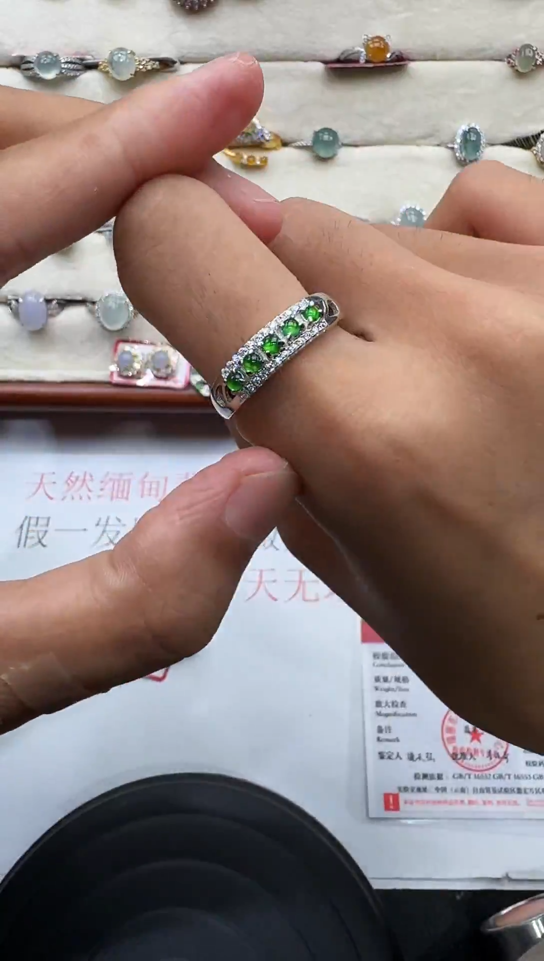 翡翠戒指银S925镶嵌戒指123