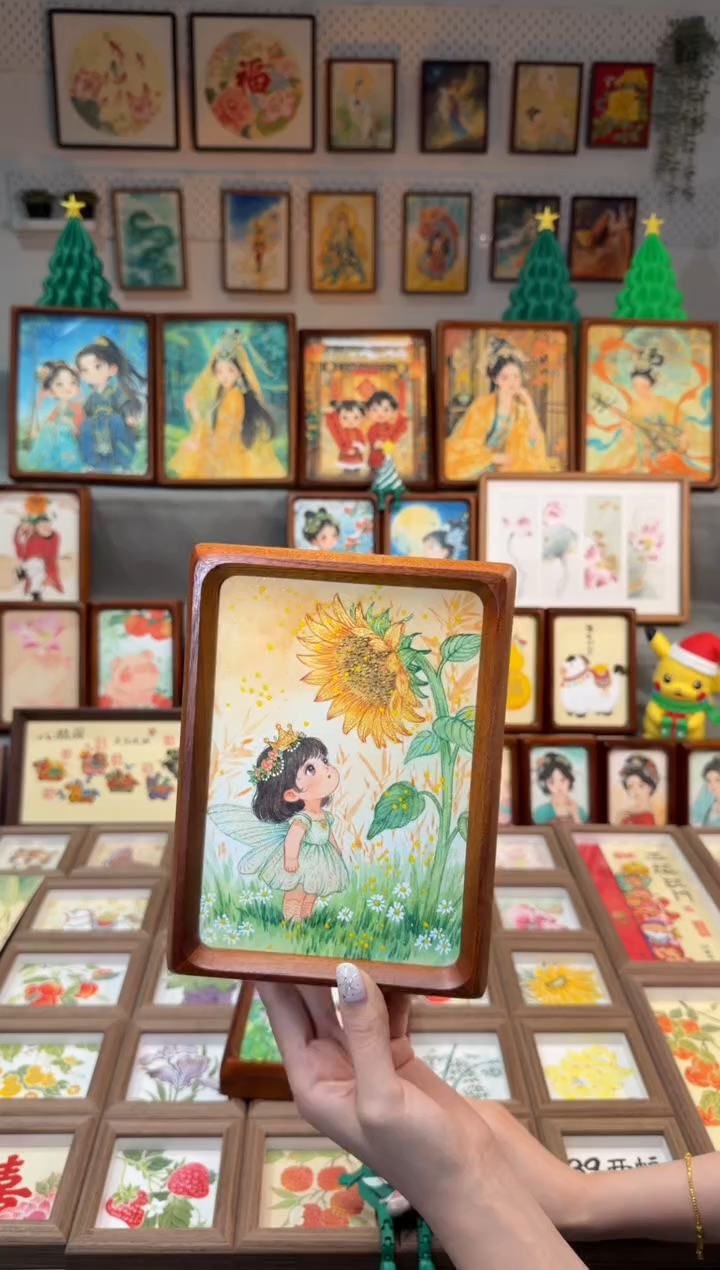 国画向日葵精灵 手绘国画7