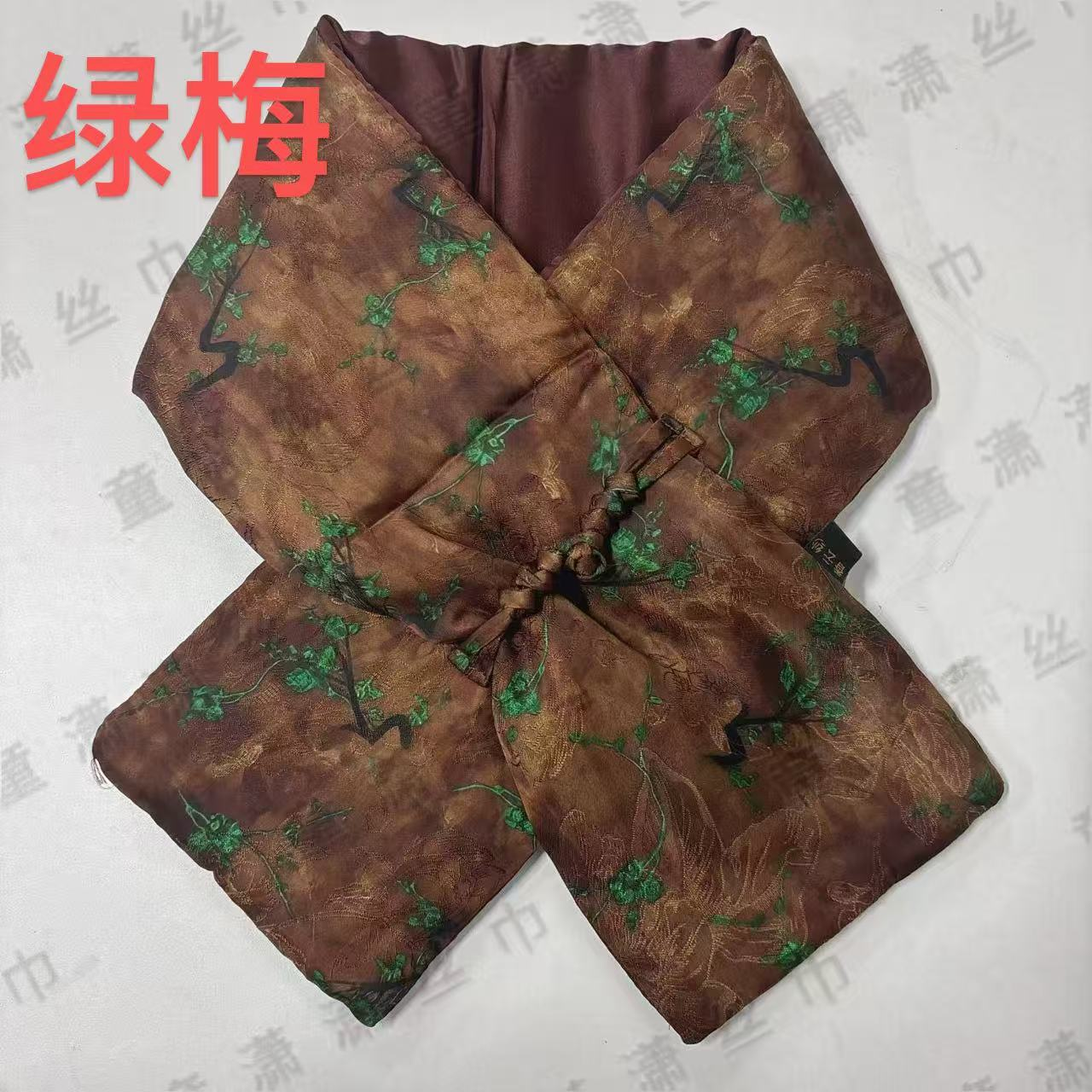 （绿梅脖套）秋冬新款新中式国风围巾88*14左右脖套