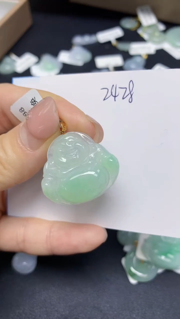 【闪购商品】翡翠挂件18K金镶嵌 天然翡翠A货