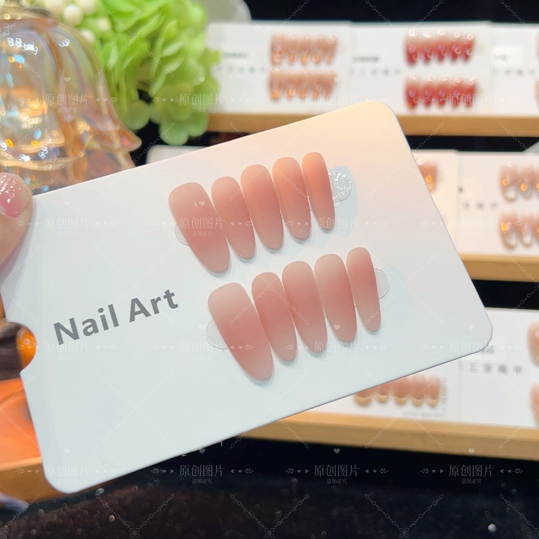 雾面腮红 手工裸色腮红渐变百搭简约短款穿戴甲