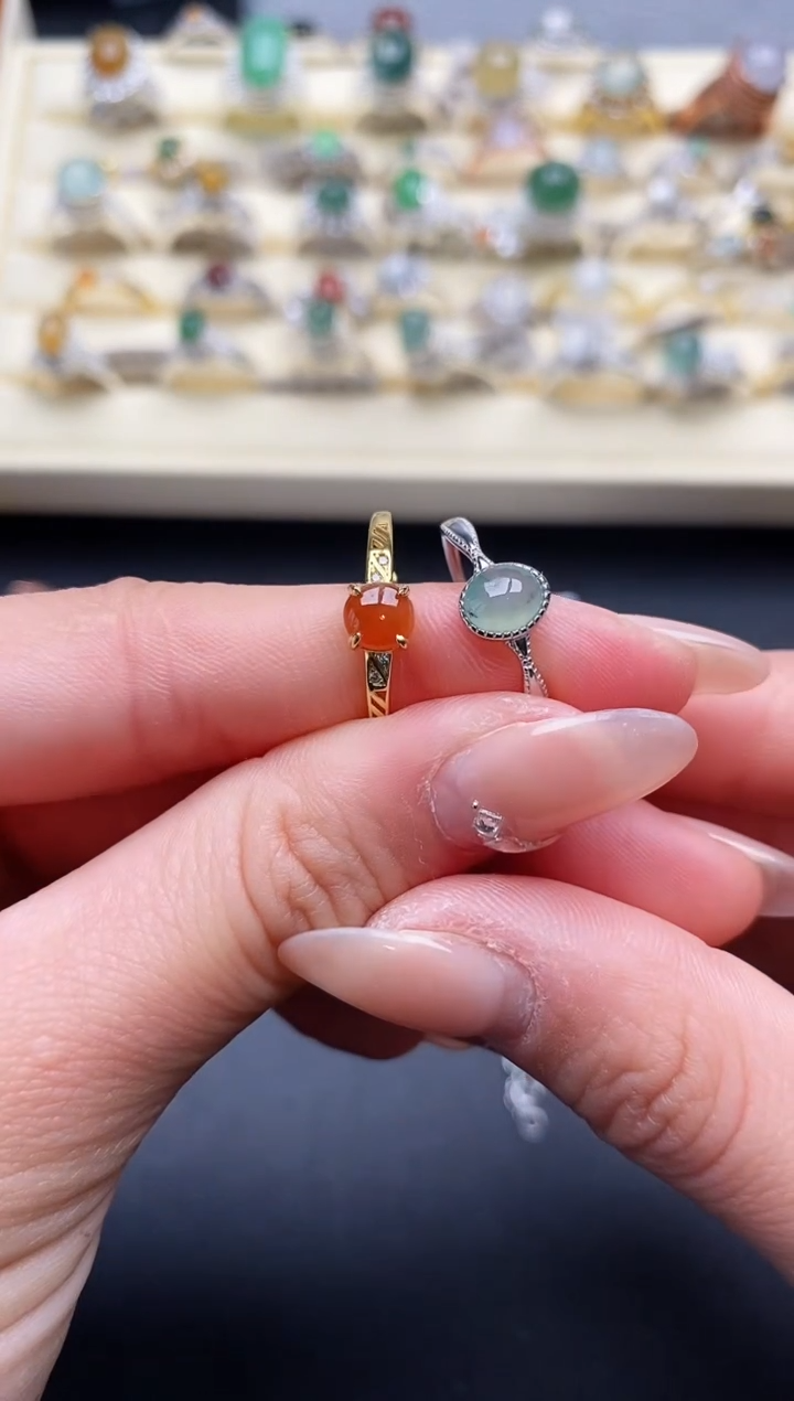 【闪购商品】翡翠戒指银S925镶嵌2222222+10