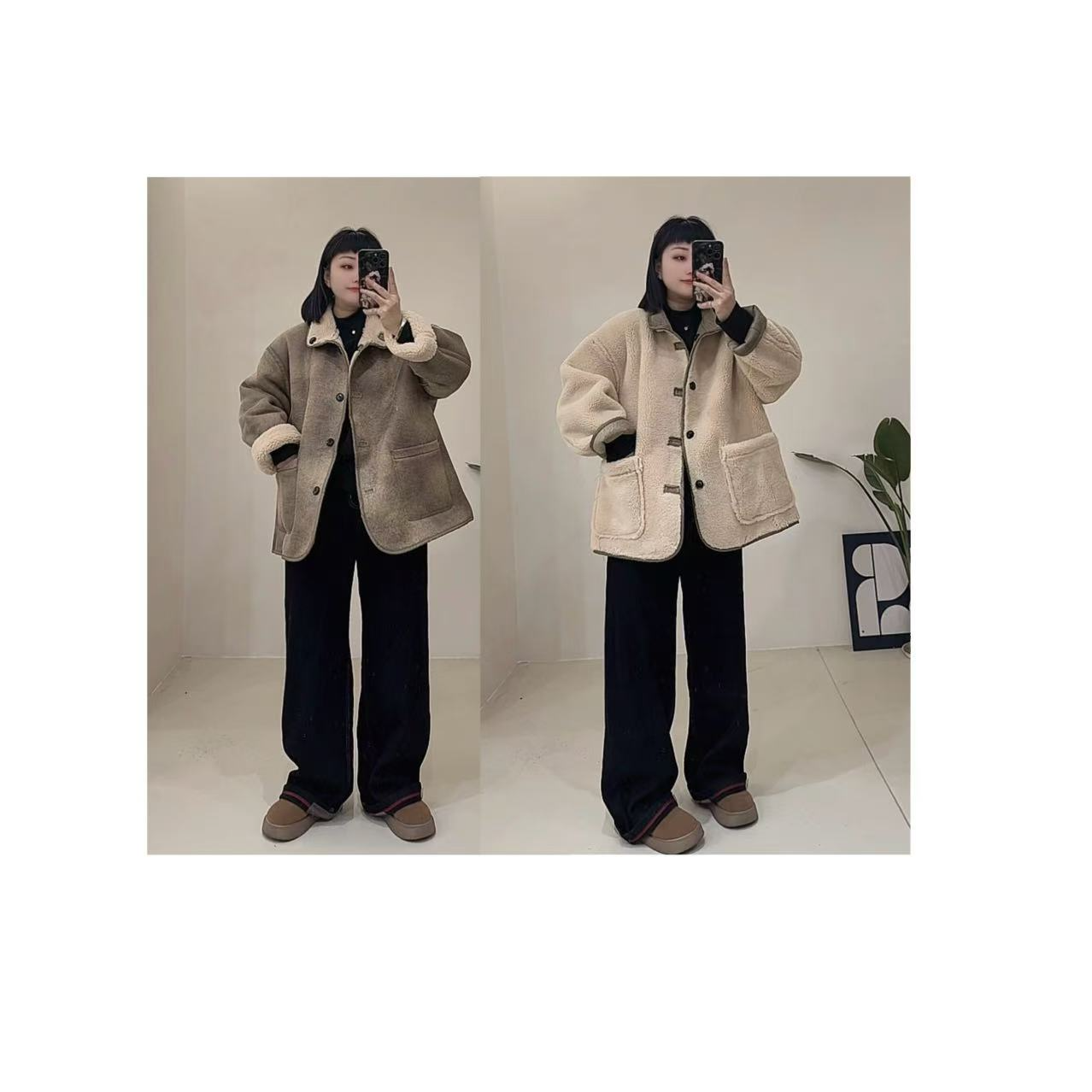 【两面穿】简约复古高级感两面穿毛毛外套006