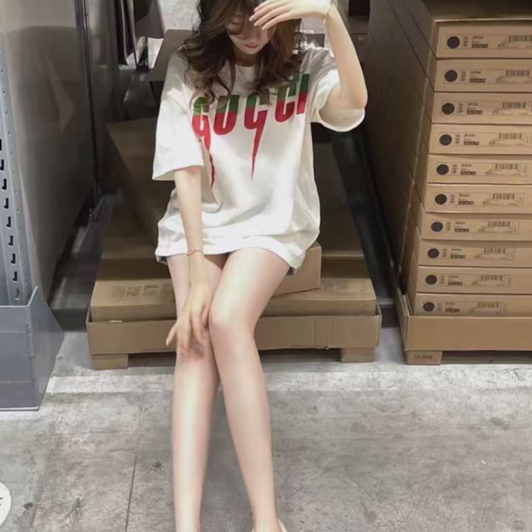 未使用 GUCCI/古驰 闪电刀锋T恤短袖男女同款米白色