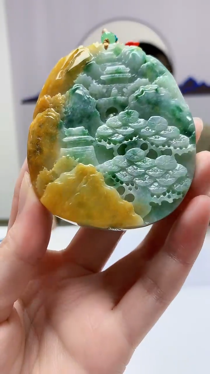 【闪购商品】定制翡翠未镶嵌4812zm-毛货挂件山水73