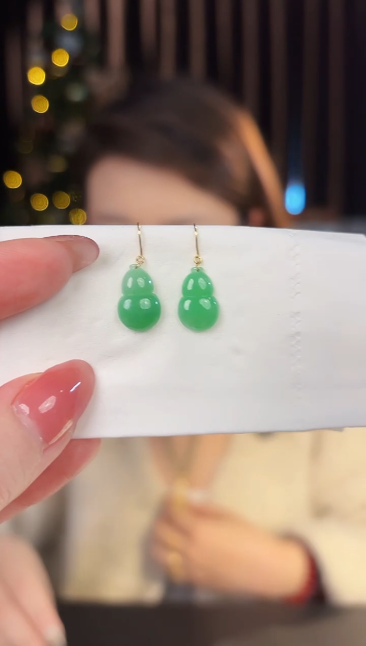 【闪购商品】翡翠耳饰18K金镶嵌缅料A货/支持复检/一件
