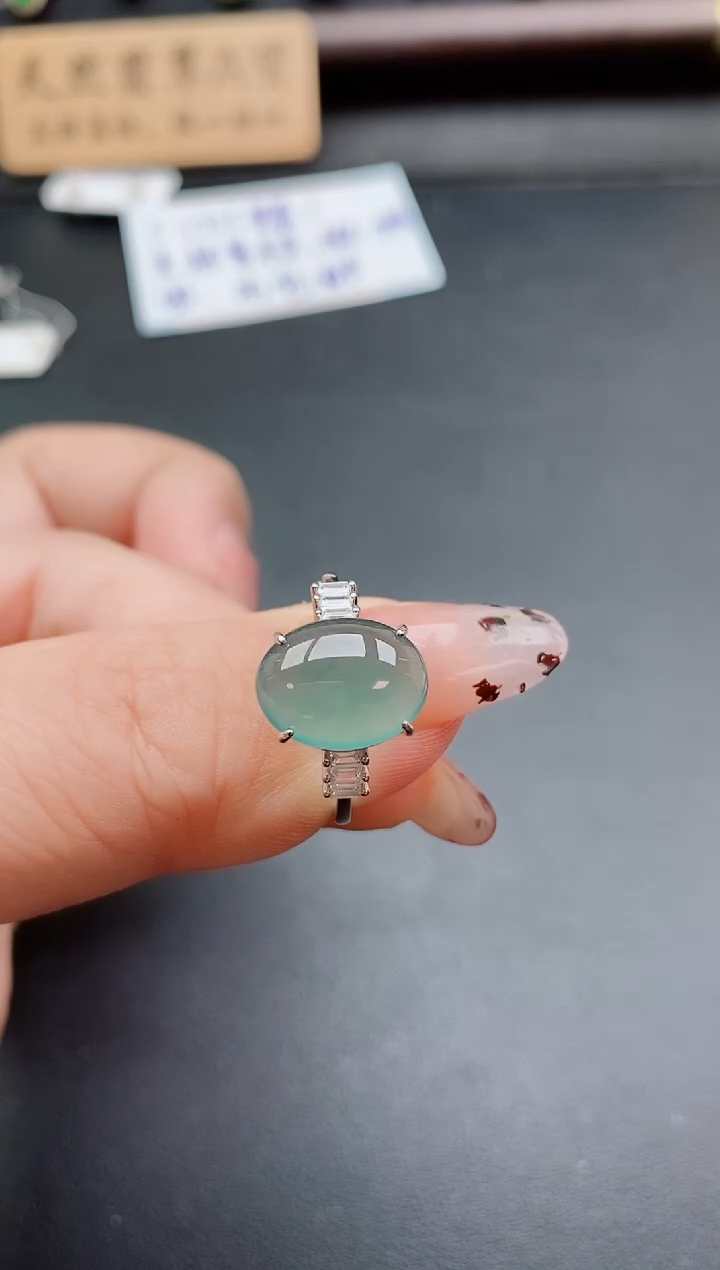 银S925镶嵌戒指翡翠1