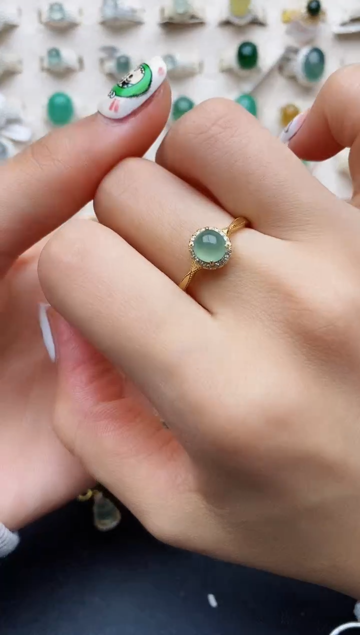 【闪购商品】翡翠戒指银S925镶嵌缅甸翡翠