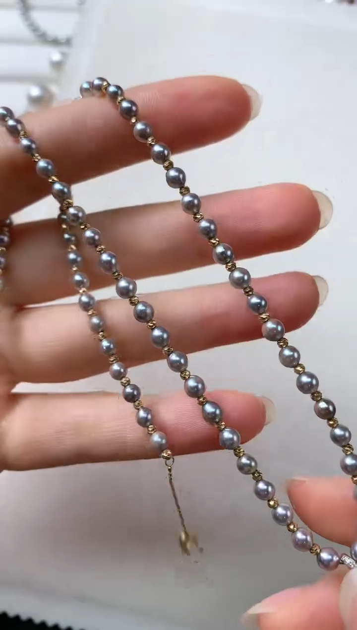 18K金镶嵌海水珍珠项链D476|2980