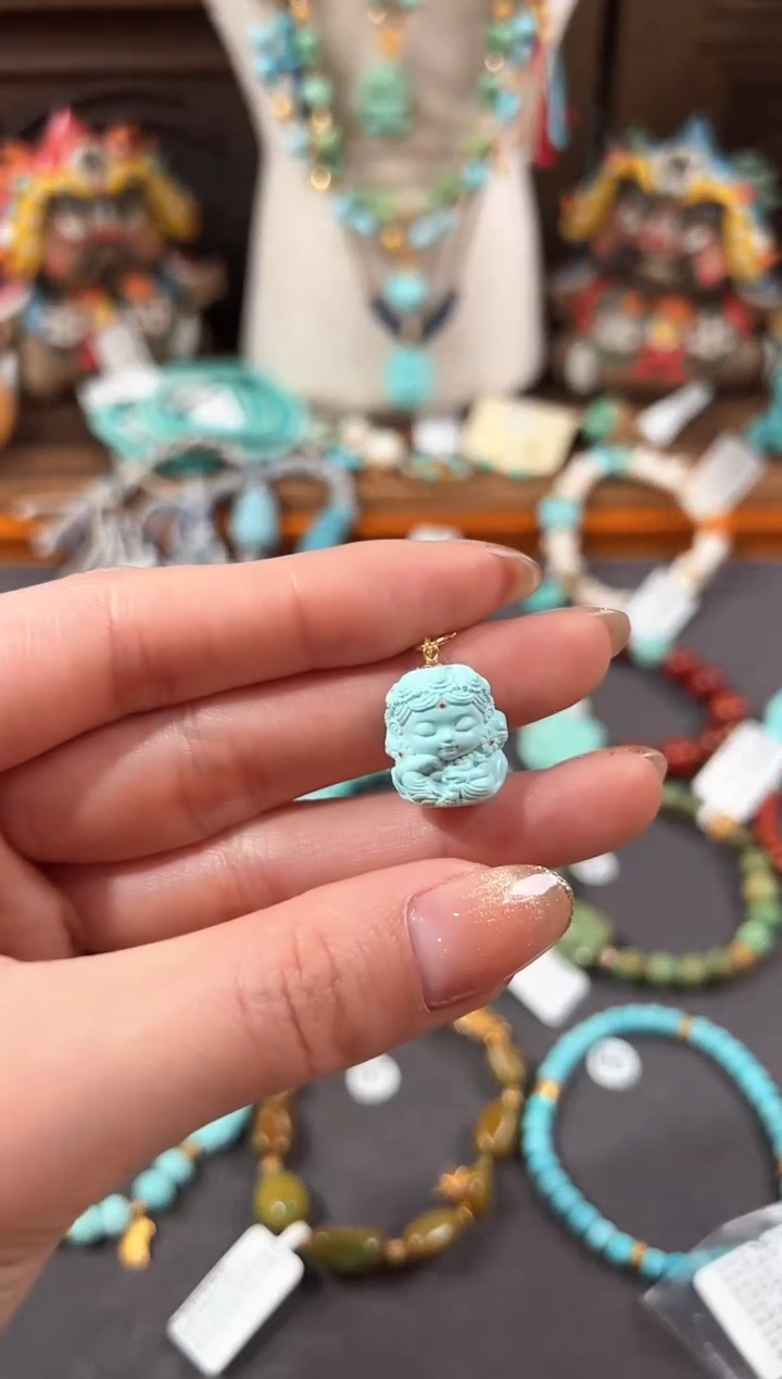 【闪购商品】绿松石提溜18K金镶嵌绿松石提溜