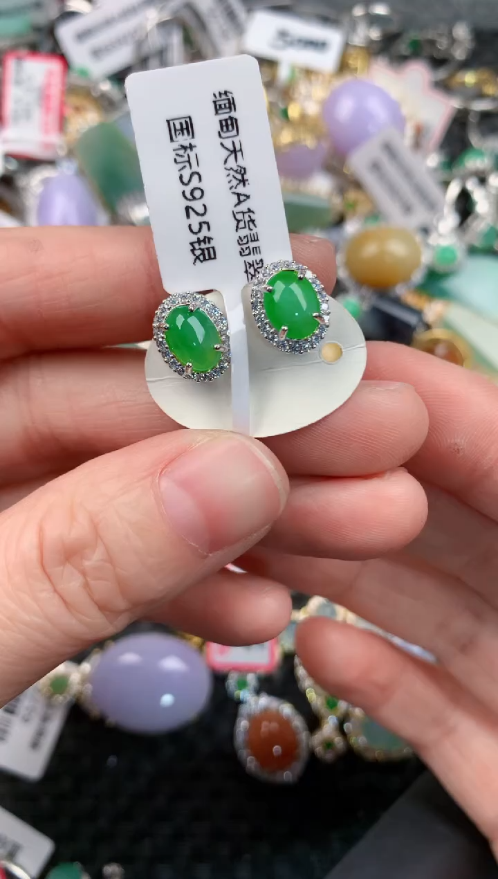 银S925镶嵌戒指翡翠13-13-13     2