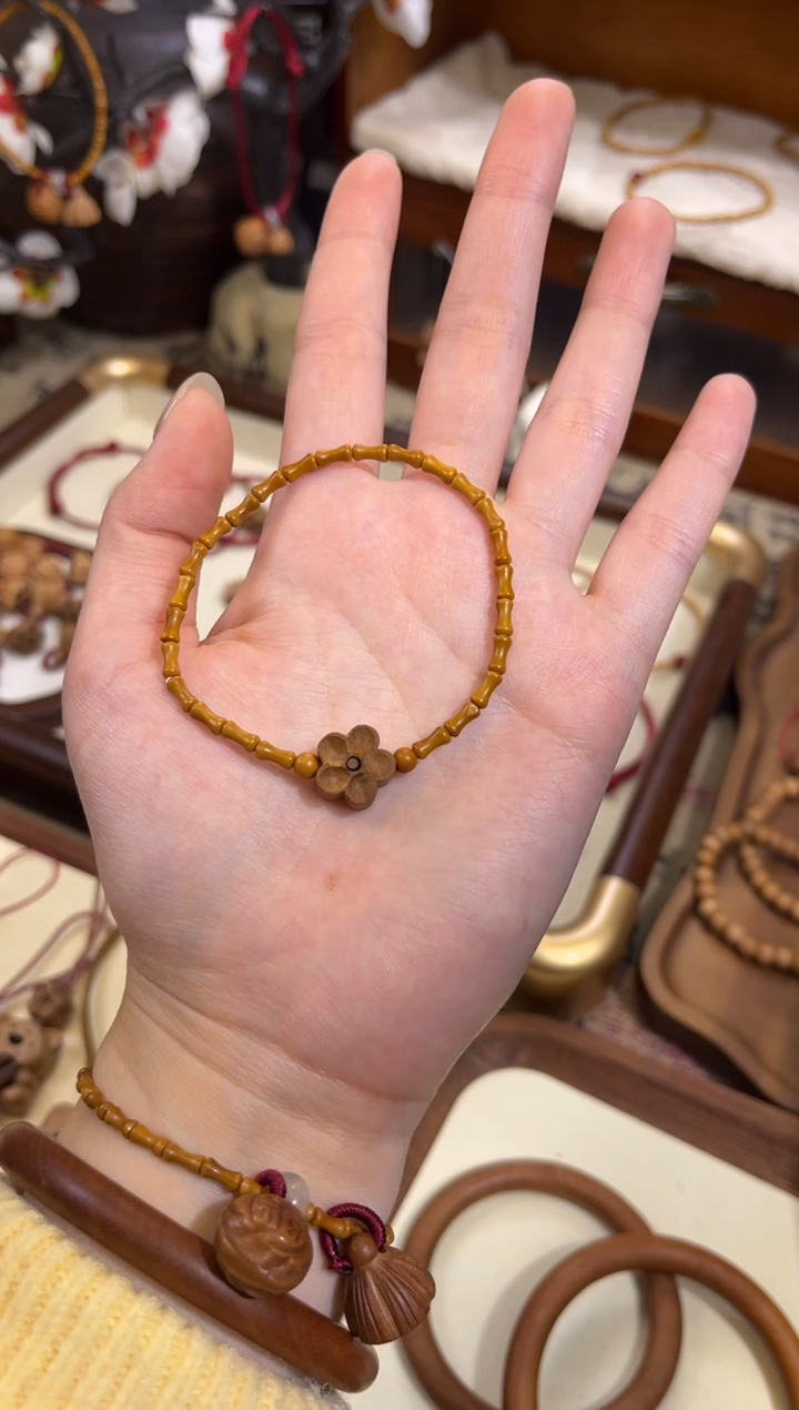 手串桃核【桃缘行】竹节「小花」桃木桃核辟、挡、驱、护 备注手围