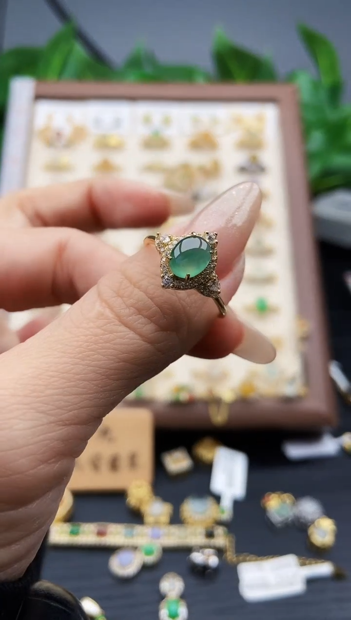 银S925镶嵌戒指翡翠12