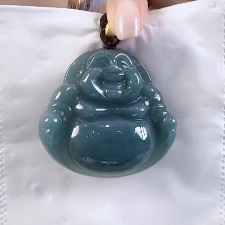 天然翡翠A货蓝水大佛公吊坠高48+宽50+厚11+ （多样性发其中一个）