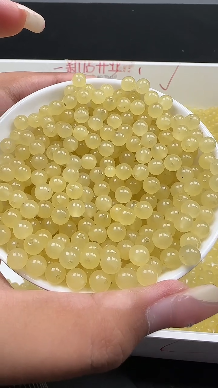 未镶嵌和田玉珠宝半成品蜂蜜水N256卡6mm散珠30颗