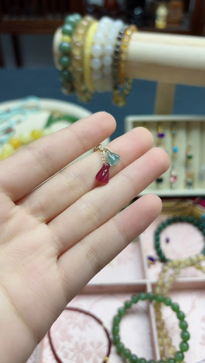 【闪购商品】碧玺挂件18K金镶嵌18k金碧玺挂件*1 QJG赠链