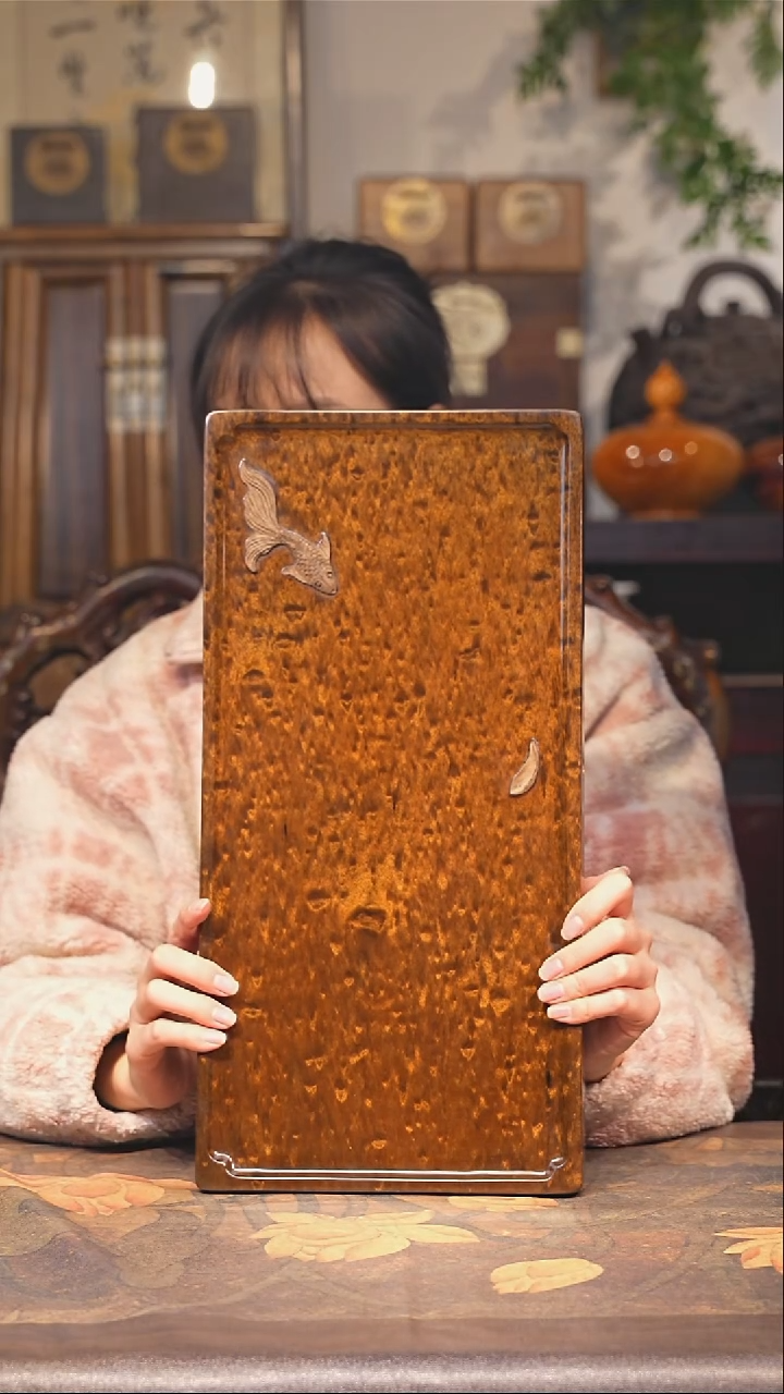 金丝楠小叶桢楠【45】纯手工 整板整雕 （绿料）干料茶盘