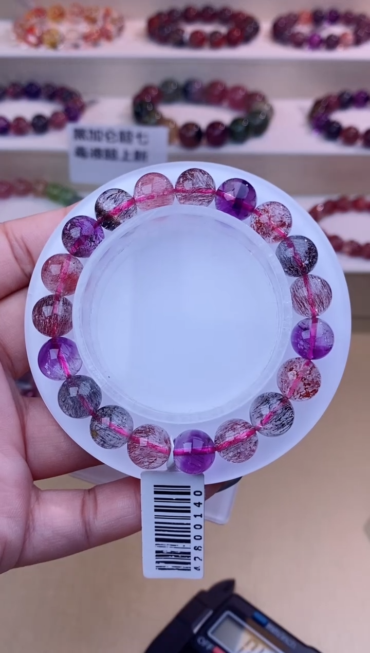 未镶嵌手串水晶黑加仑超七单圈10m+