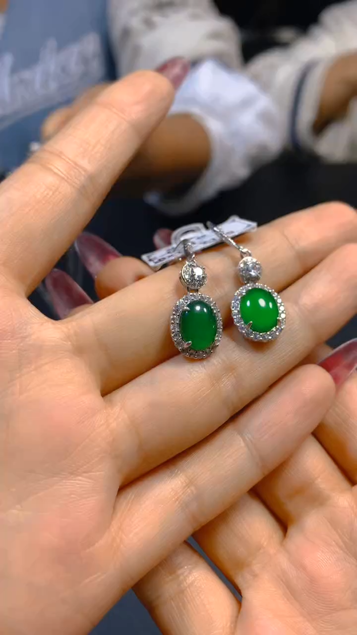 【闪购商品】翡翠耳饰银S925镶嵌0212977883多样性发一