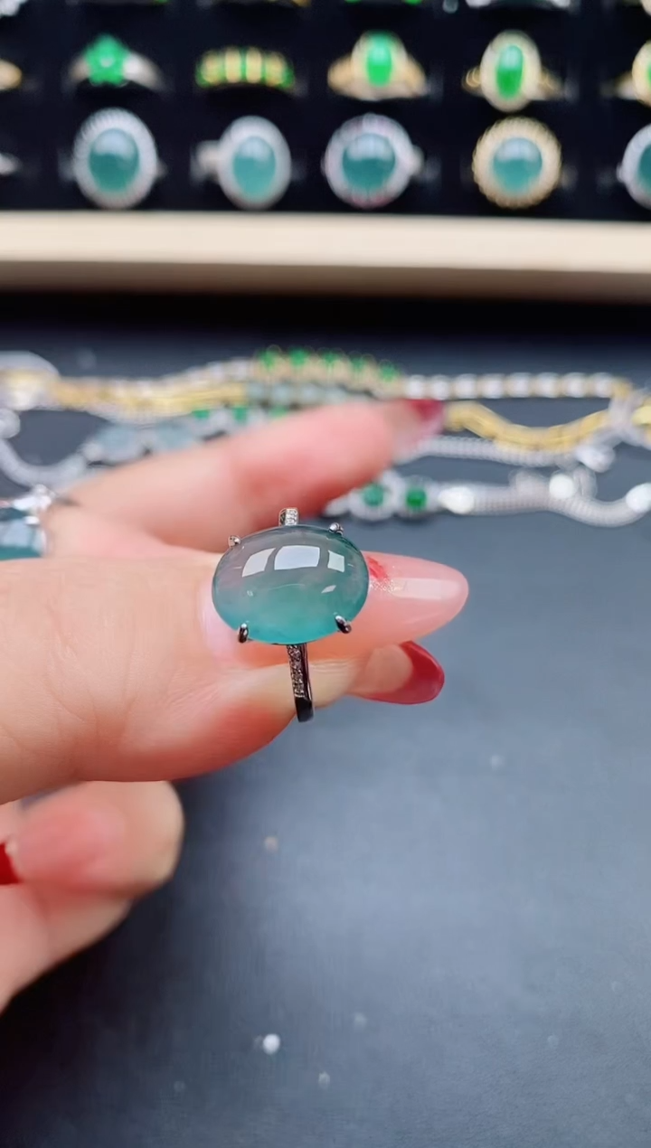 【闪购商品】翡翠戒指银S925镶嵌85085050