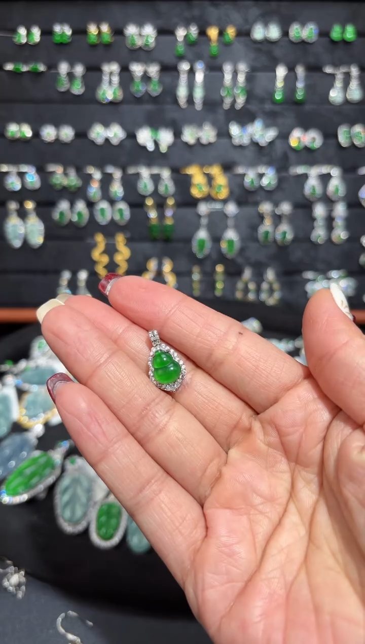 【闪购商品】翡翠颈饰银S925镶嵌葫芦/支持复检/一件