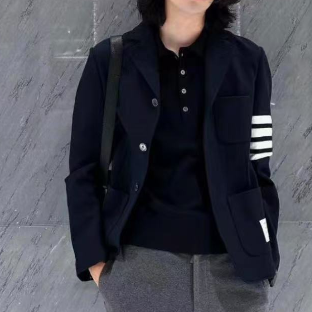 全新未使用 THOMBROWNE /徽标条纹夹克/2码