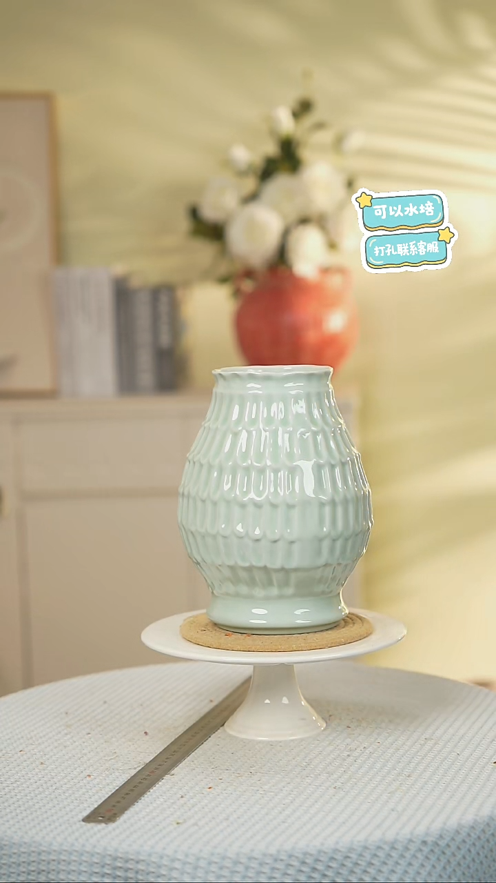 青涟景德镇高端陶瓷花瓶家居水培插花瓶