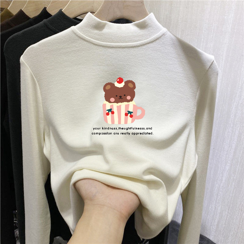 儿童磨毛德绒打底衫内搭中大童女童秋冬洋气百搭半高领长袖T恤ins