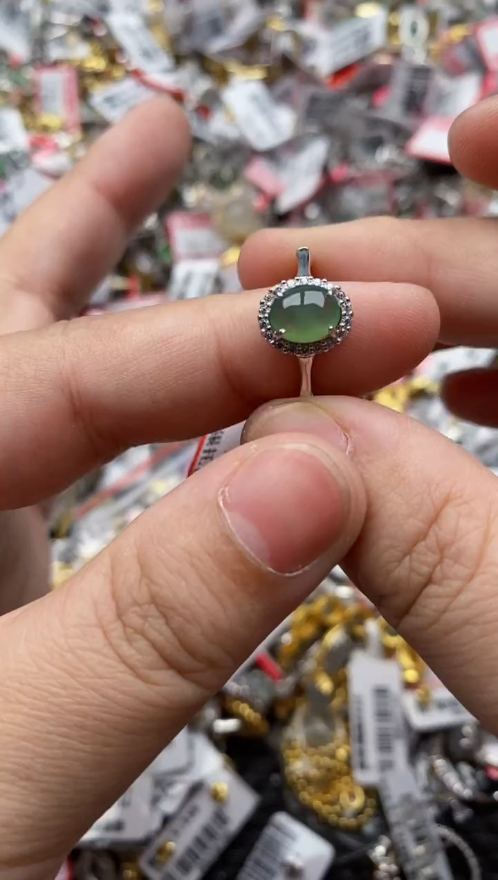 【闪购商品】翡翠戒指银S925镶嵌3333---9