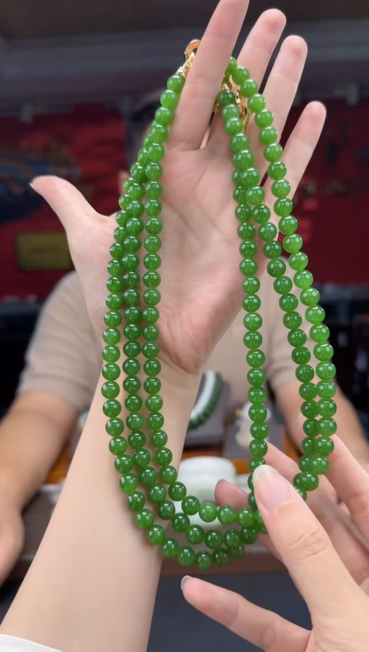 颈饰未镶嵌和田玉碧玉阳绿妈妈链卡8多样性发货拍一发一