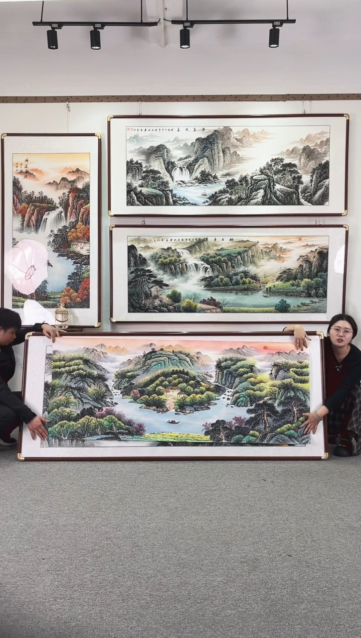 国画纯手绘220x86旭日东升
