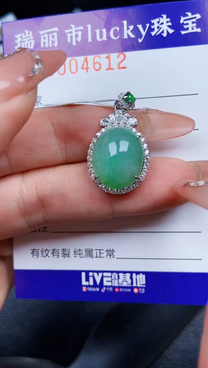 翡翠银S925镶嵌颈饰4612