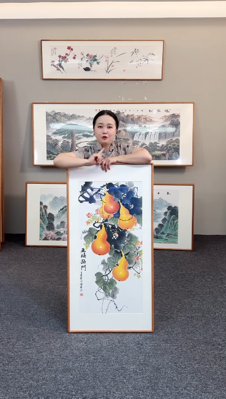 国画葫芦120*60手绘作品