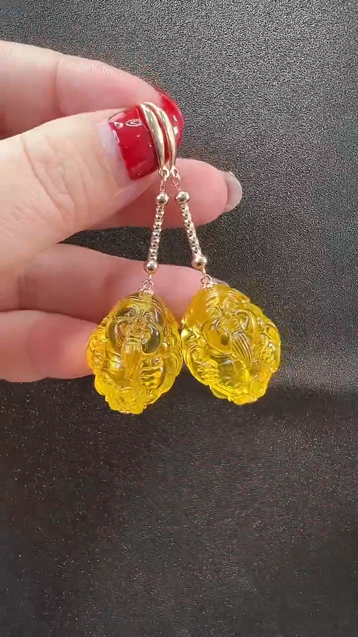 【闪购商品】琥珀耳饰未镶嵌耳环