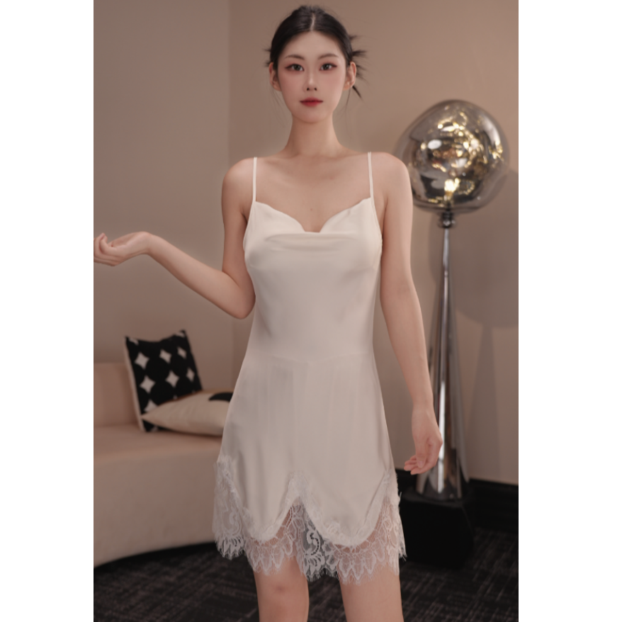 【洛离薇雅】2025性感睡衣女士薄款轻奢风吊带睡裙睡袍带胸垫家居服