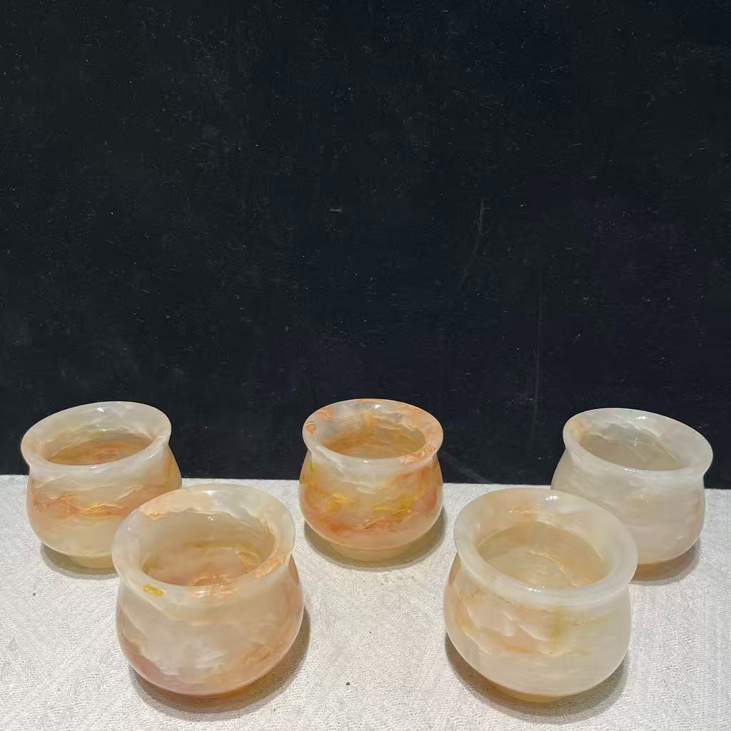 石屿天然玉石红花冰玉创意家用氛围感烛台空杯
