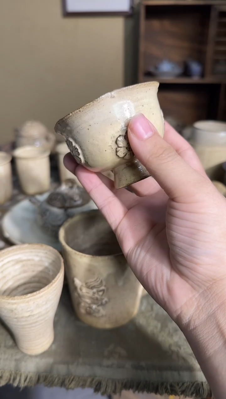 瓷片四***?手作花花杯