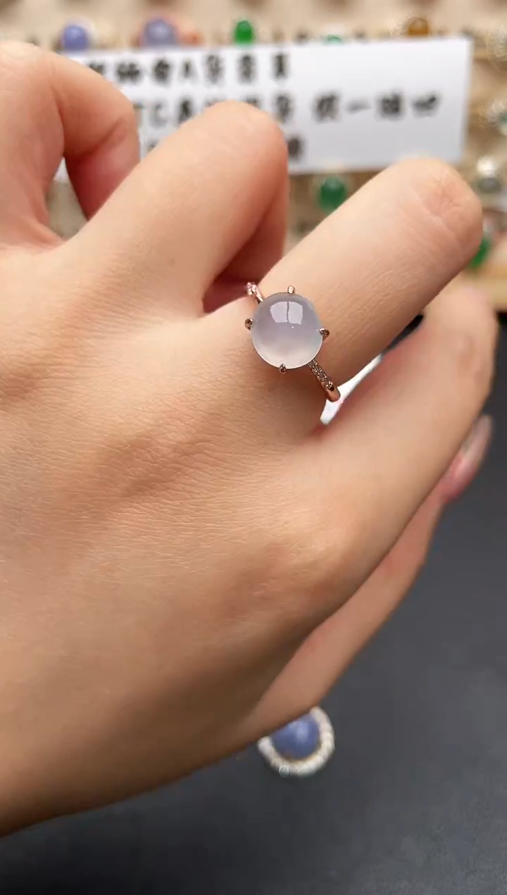 银S925镶嵌戒指翡翠一物一证一礼盒