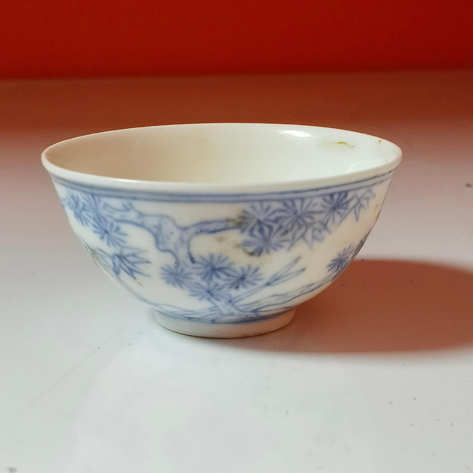 3045清晚期 青花松竹纹品茗杯